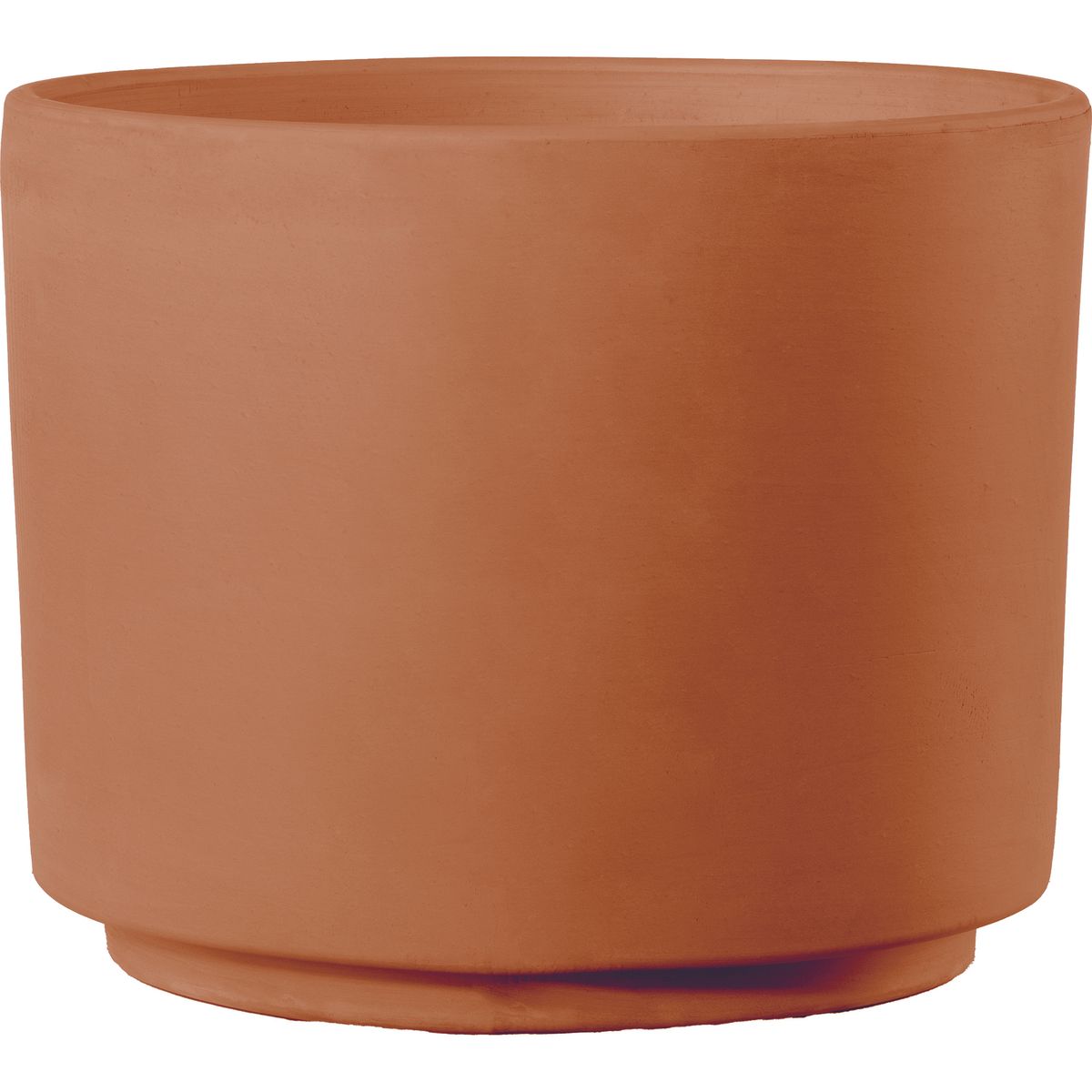 06020101043 Maceta cilíndrica modelo Modul'O en barro rojo de terracota natural con acabado mate y poroso.
