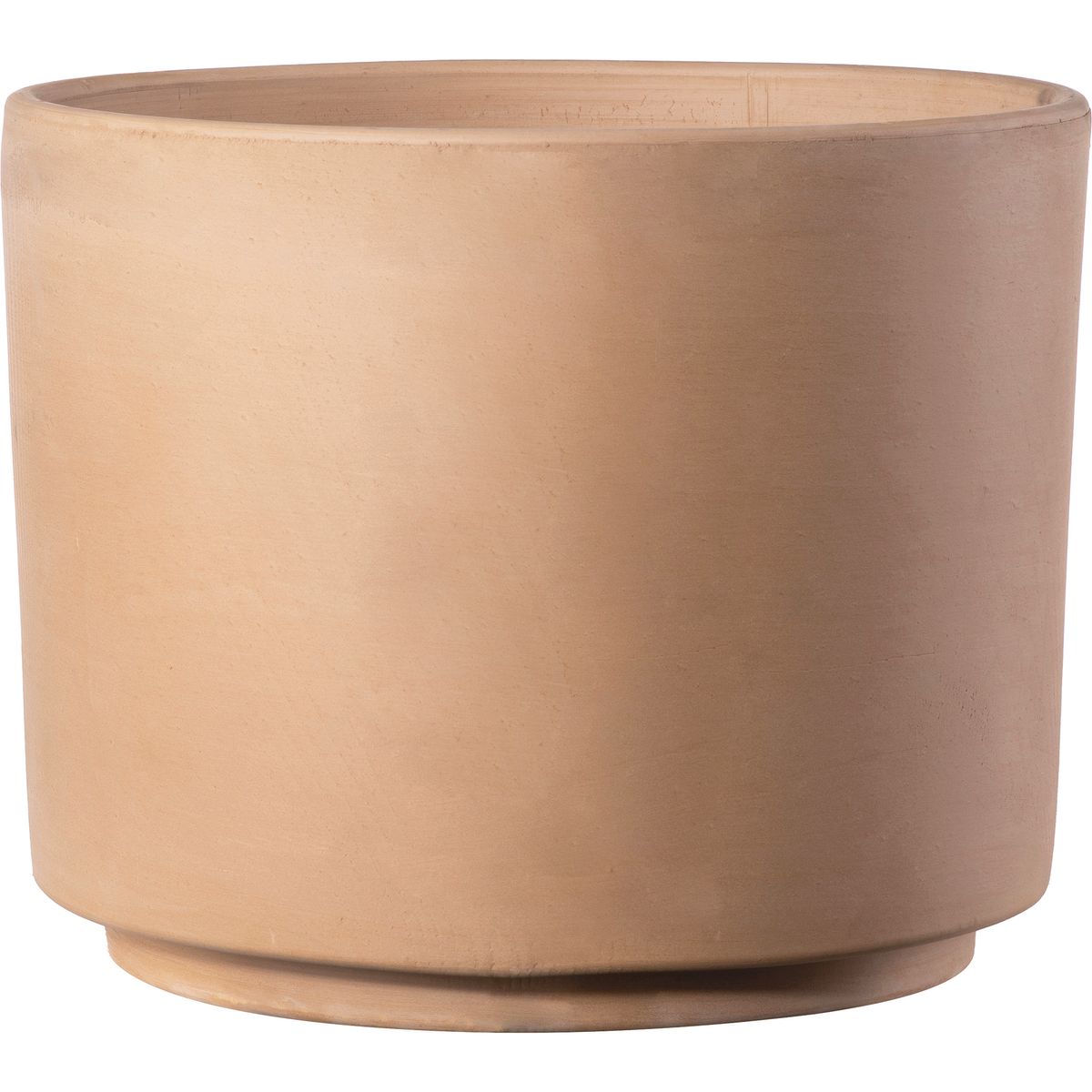 06020101072 Maceta cilíndrica modelo Modul'O en terracota clara de aspecto natural y diseño minimalista.