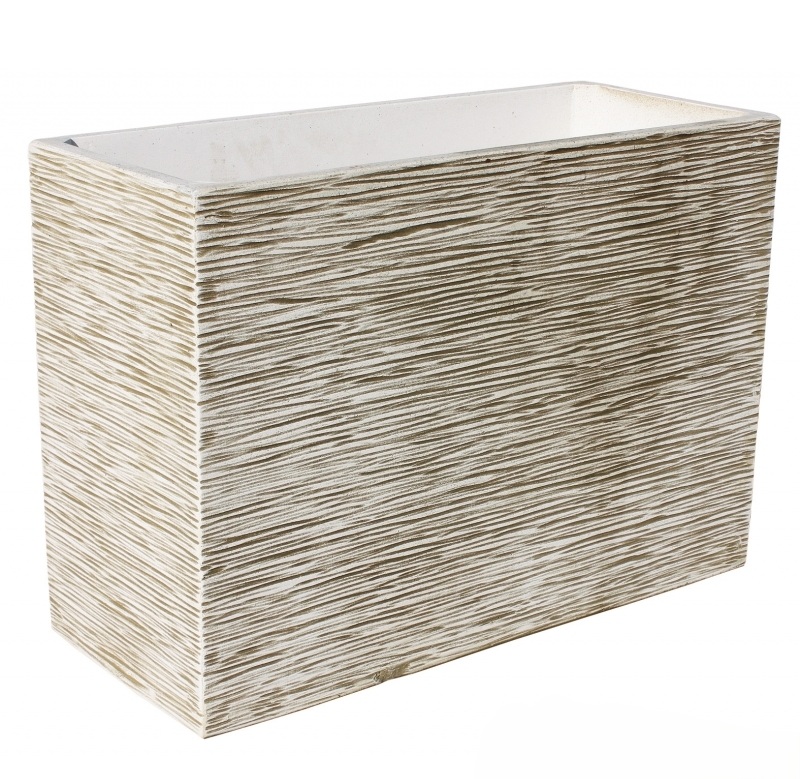 060601641 Macetero rectangular Aroa color verde. Largo 60 cm | Fondo 25 cm | Alto 42 cm | Capacidad 43 l | Peso 35 kg.