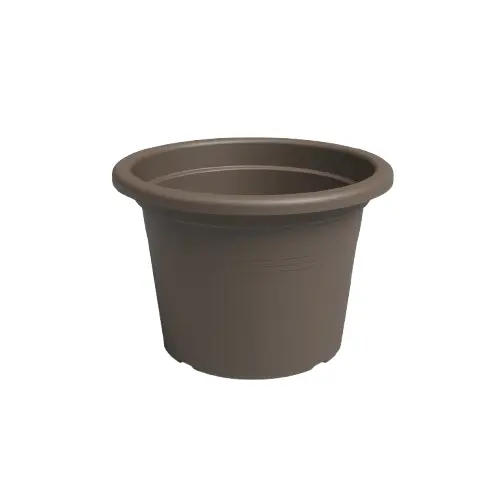 06070000548 Maceta cilíndrica modelo Venezia en color bronce de diseño tradicional con borde superior redondeado.