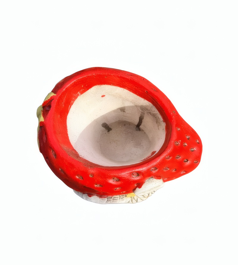 06100000091_3 Parte superior de Macetero Fresa fabricado en piedra artificial con textura detallada para decoración de plantas en jardín o terraza.