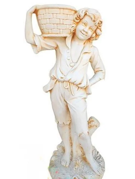 09010000007.jpg Figura Piedra Artificial Daniel (110 cm). Jardinera funcional de Hormigón Armado, color Ocre (100 Kg), con cesta al hombro.