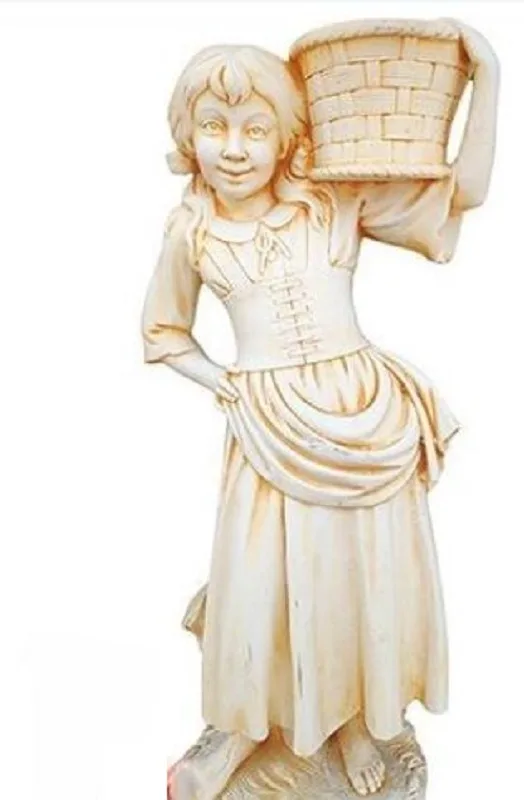 09010000008.jpg Figura Piedra Artificial Isidora (110 cm). Estatua de joven con vestido, llevando una cesta sobre el hombro. Hormigón color Ocre (127 Kg).