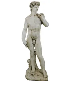 Figura Piedra Artificial David (117 cm). Estatua clásica de Hormigón Armado, color Ceniza (67 Kg), con musculatura detallada.