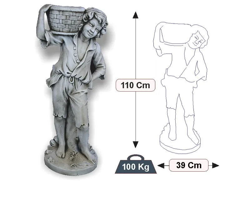 09010000027-1.jpg Figura Piedra Artificial Daniel (110 cm). Jardinera funcional de Hormigón Armado, color Ceniza (100 Kg), con cesta al hombro.