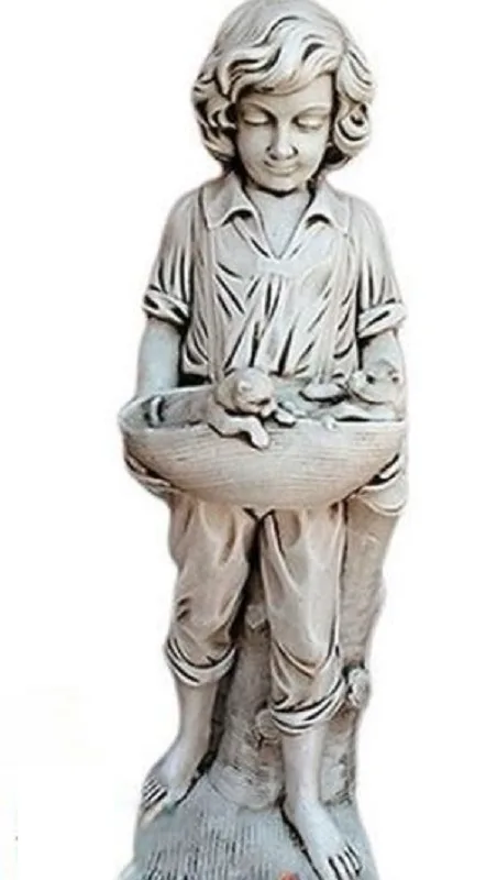 09010000029.jpg Figura Piedra Artificial Pedro (120 cm). Estatua de niño con overol sosteniendo una cesta con cachorros. Color Ceniza (109 Kg).