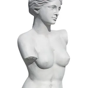 Figura Decorativa Garbo (75 cm), busto femenino, torso clásico sin brazos, escultura, acabado Gris.