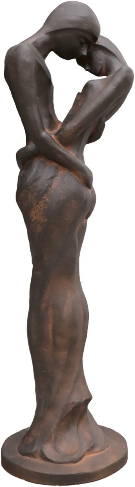 0901000097.jpg Figura Piedra Artificial Misten (124 cm). Escultura modernista de pareja con cuerpos entrelazados, diseño único color Óxido (58 Kg).