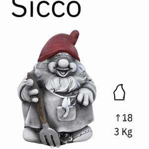 Diagrama de silueta de la Figura Duende Sicco, 18 cm (alto), 3 Kg.