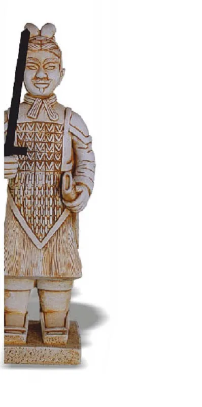 09030100075.jpg Estatua Guerrero Chino (82 cm) con Lanza. Figura Oriental Hormigón, acabado Siena (34 Kg).