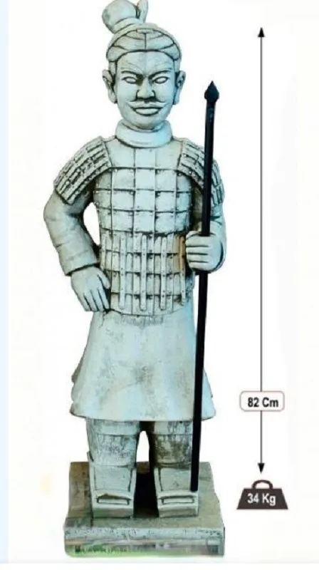 09030100118.jpg Estatua Guerrero Chino (82 cm) con Lanza. Figura Oriental Hormigón, acabado Ceniza (34 Kg).