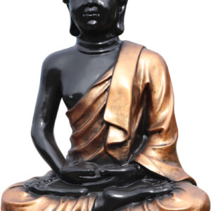 Figura Piedra Artificial Buda Vipassi (100 cm). Estatua oriental en meditación, con acabado bitono Cobre/Negro (85 Kg).