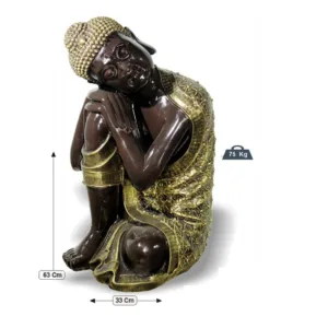 Estatua Buda Dormido (63 cm) en pose de reposo. Figura Oriental de Hormigón, acabado Dorado (75 Kg).