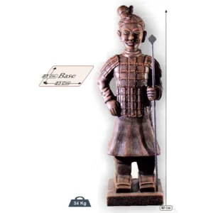 Estatua Guerrero Chino (82 cm) con Lanza. Figura Oriental Hormigón, acabado Teja (34 Kg).