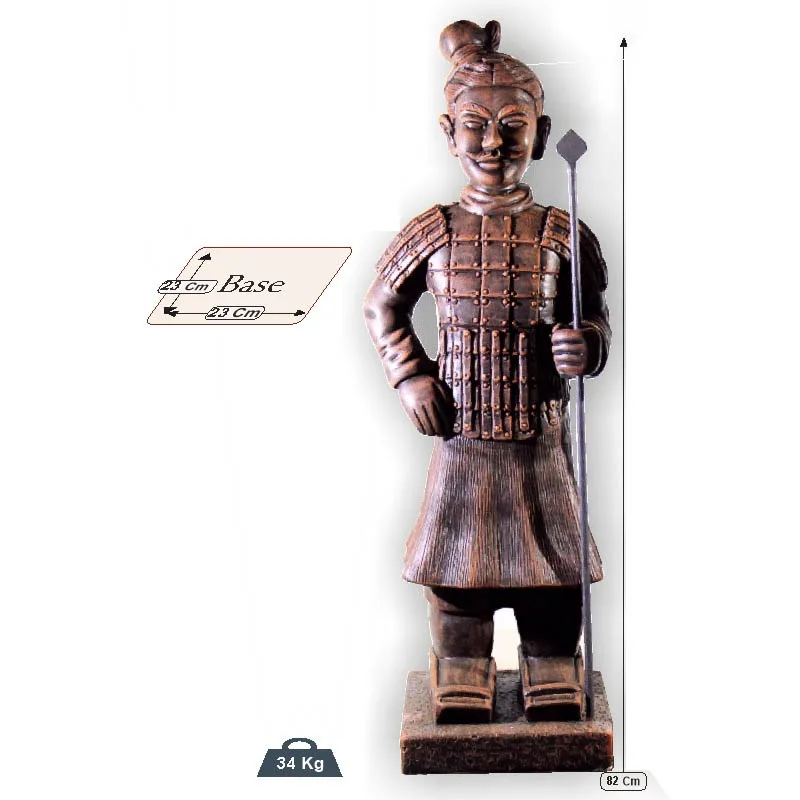 09030200204-1.jpg Estatua Guerrero Chino (82 cm) con Lanza. Figura Oriental Hormigón, acabado Teja (34 Kg).