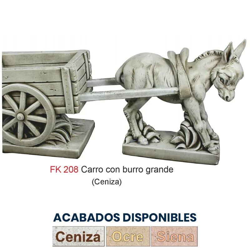 09040100152-1.jpg Figura Burro con Carro Grande (170 cm). Jardinera funcional de Hormigón Armado (293 Kg) con diseño rústico en color Ceniza.