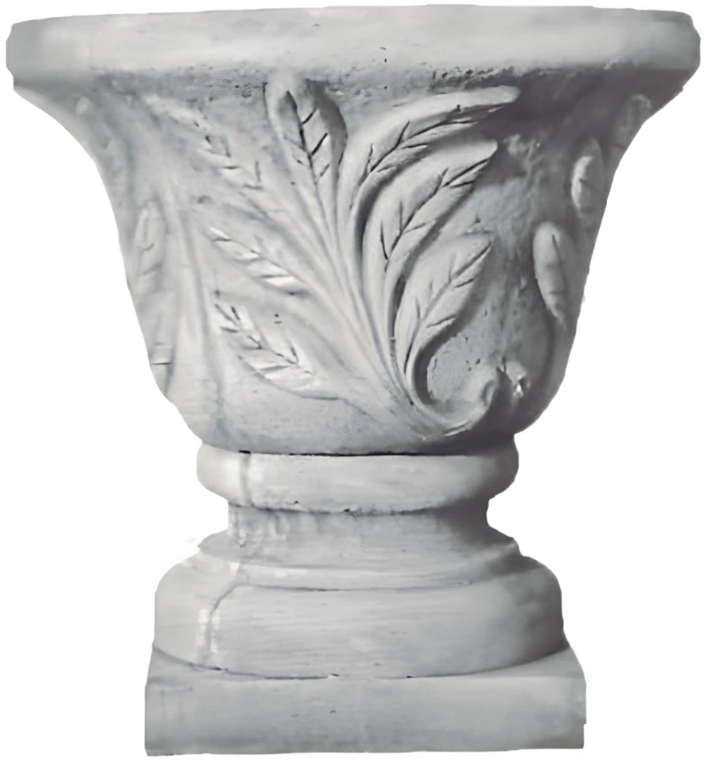 2072 Copa clásica Laurel de piedra artificial sobre base cuadrada opcional con relieve de hojas de laurel.