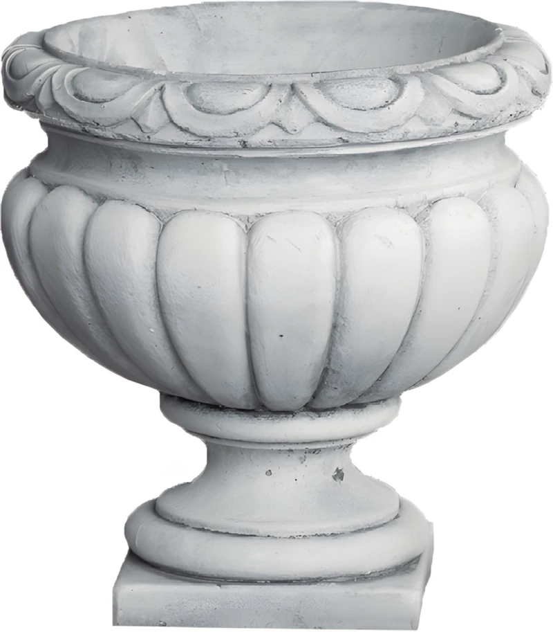 2278 Copa clásica Palencia de piedra artificial con cáliz gallonado, moldura de óvolos y base cuadrada.