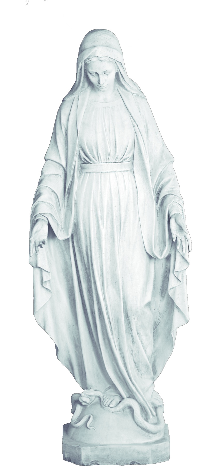 7348 Estatua religiosa monumental de la Virgen Inmaculada de 176 cm fabricada en piedra artificial con acabado envejecido para exteriores.